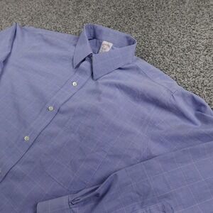 Brooks Brothers Shirt Mens L 16.5 33 Blue Non Iron Long Sleeve Button Up Dress